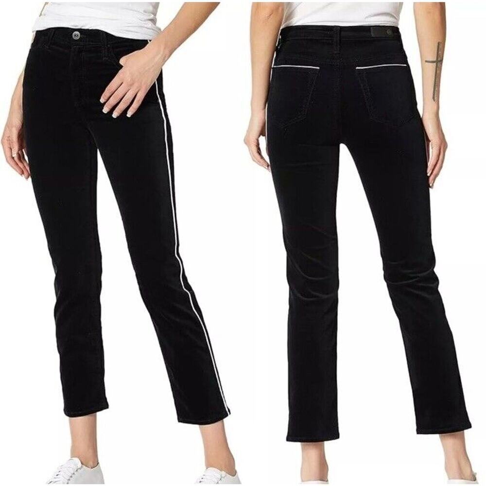 AG Adriano Goldschmied The Isabelle High Rise Crop Crushed Velvet Jean 27 (1795)
